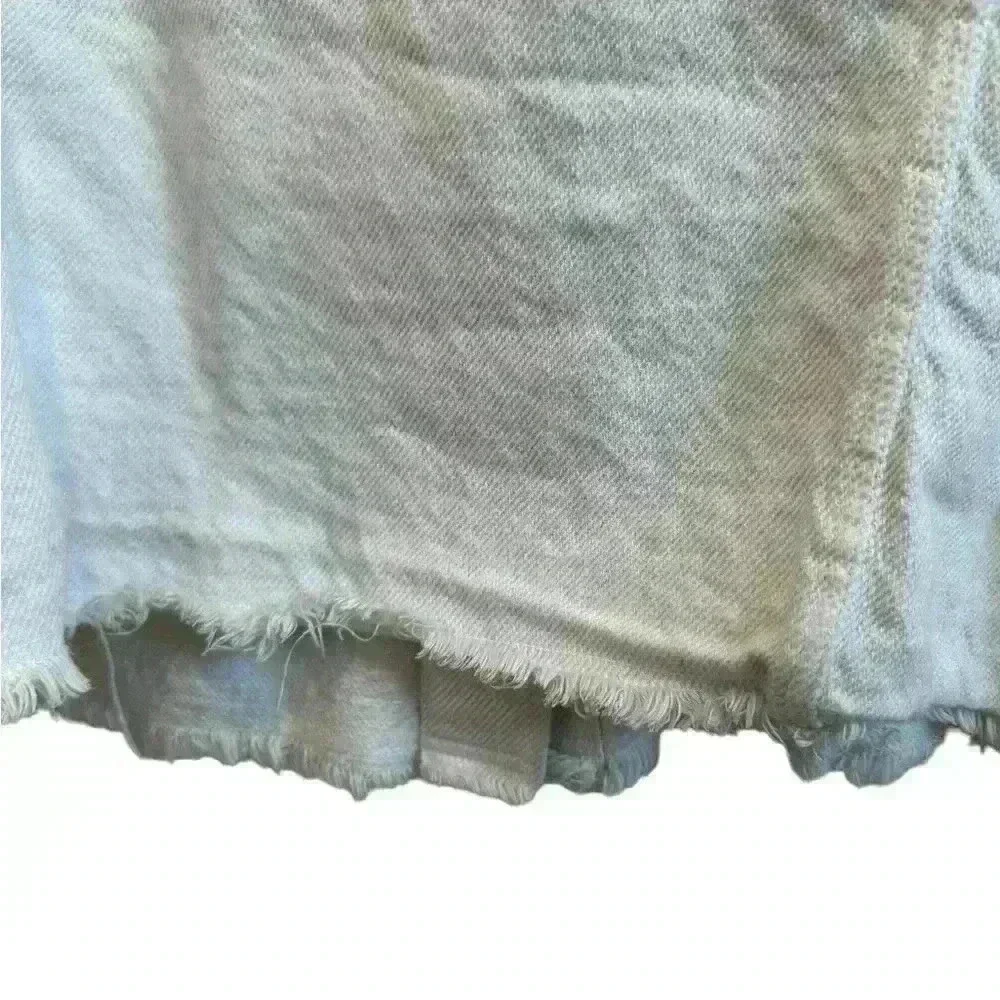 Zara Corduroy Shacket Jacket Cropped Oversized Cotton Cream Large Fringed Hem